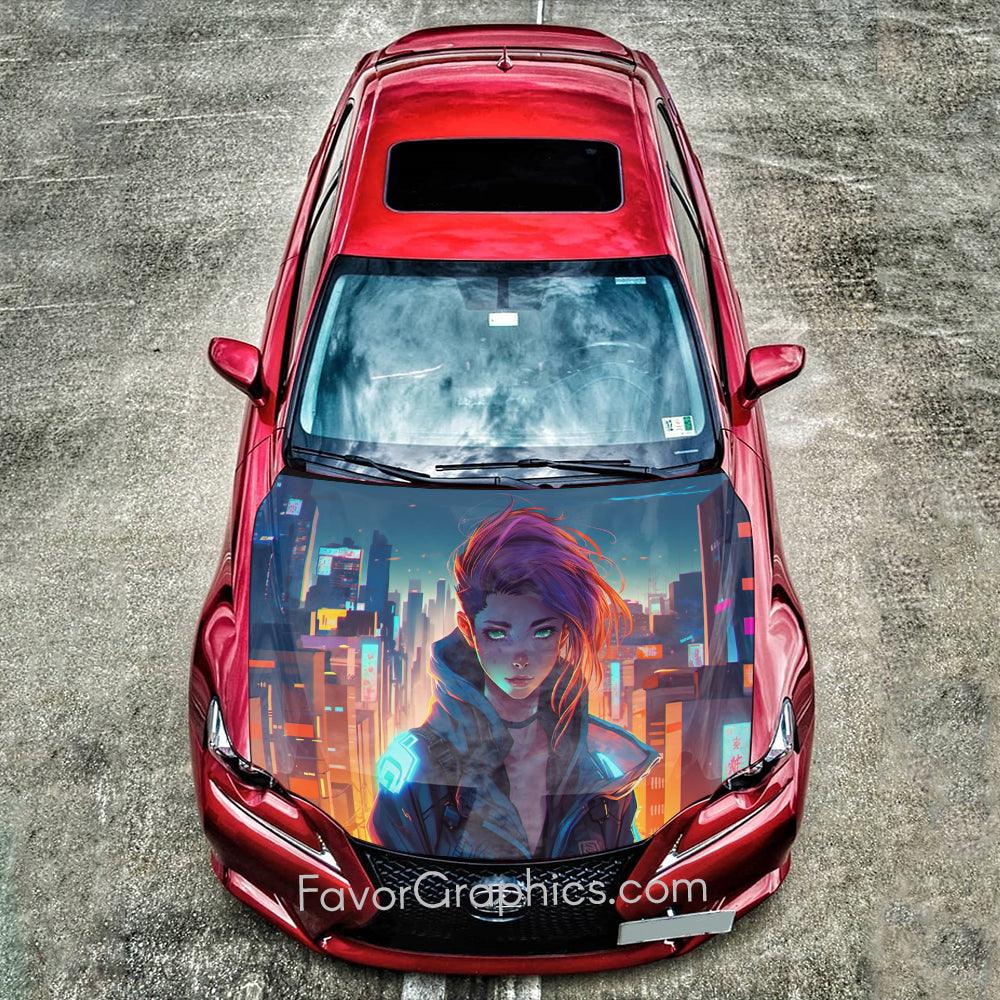 Cyberpunk Girl Itasha Car Vinyl Hood Wrap Decal Sticker