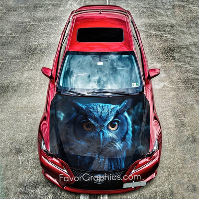 Blue Owl Itasha Car Vinyl Hood Wrap Decal Sticker