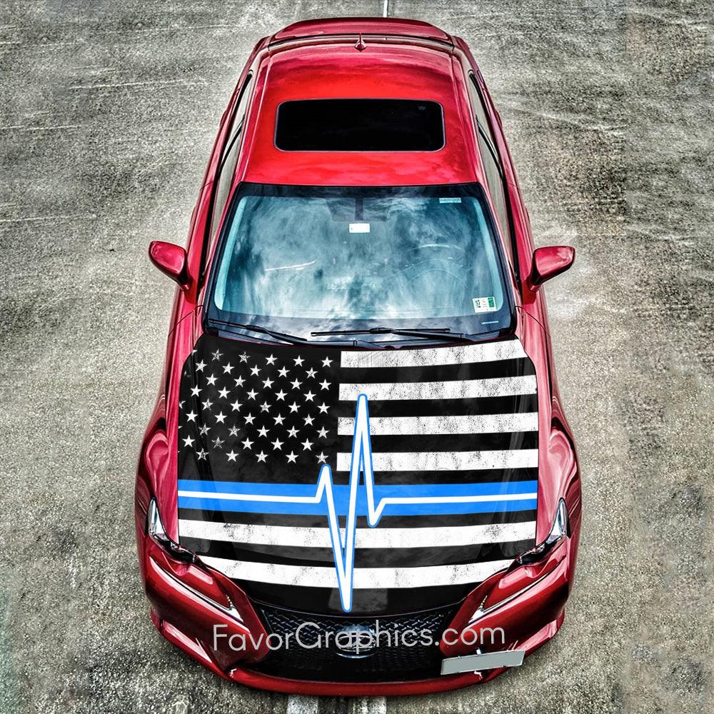 EMS Thin White Line Itasha Car Vinyl Hood Wrap Decal Sticker