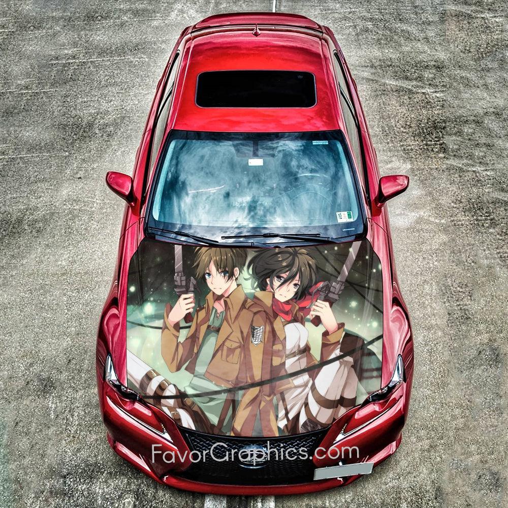 Eren Yeager Mikasa Ackerman Itasha Car Vinyl Hood Wrap Decal Sticker