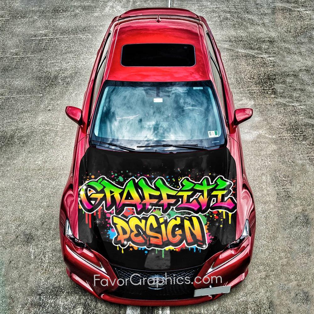 Graffiti Custom Any Name or Text Itasha Car Vinyl Hood Wrap Decal Sticker