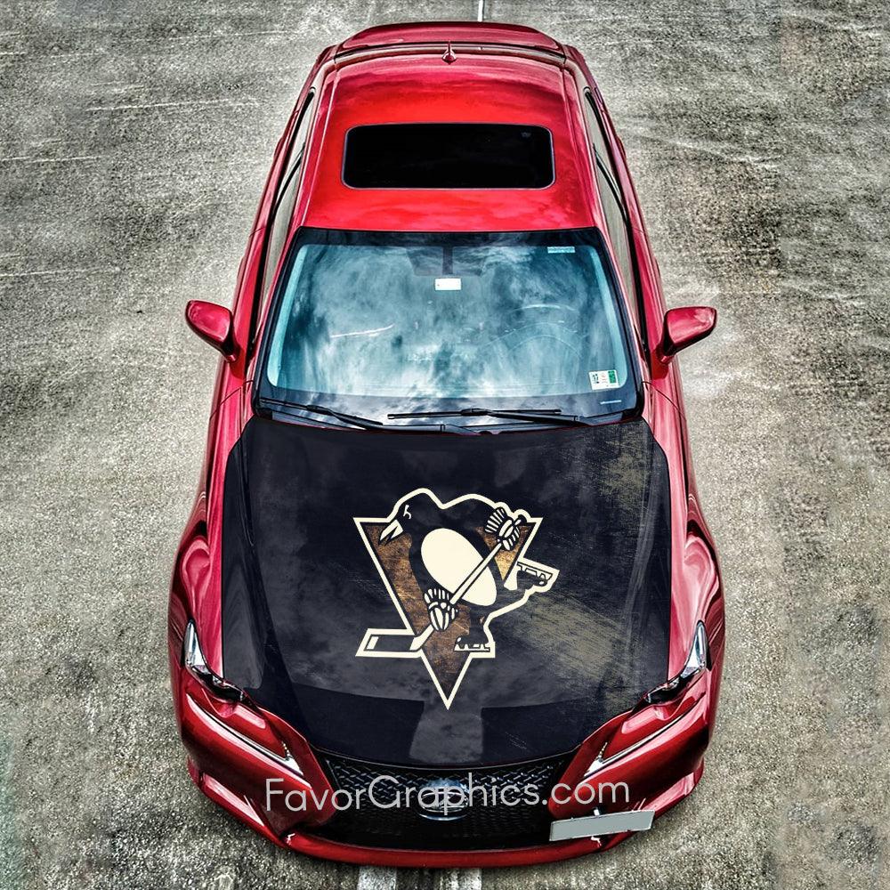 Pittsburgh Penguins Itasha Car Vinyl Hood Wrap Decal Sticker