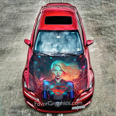 Supergirl Itasha Car Vinyl Hood Wrap Decal Sticker