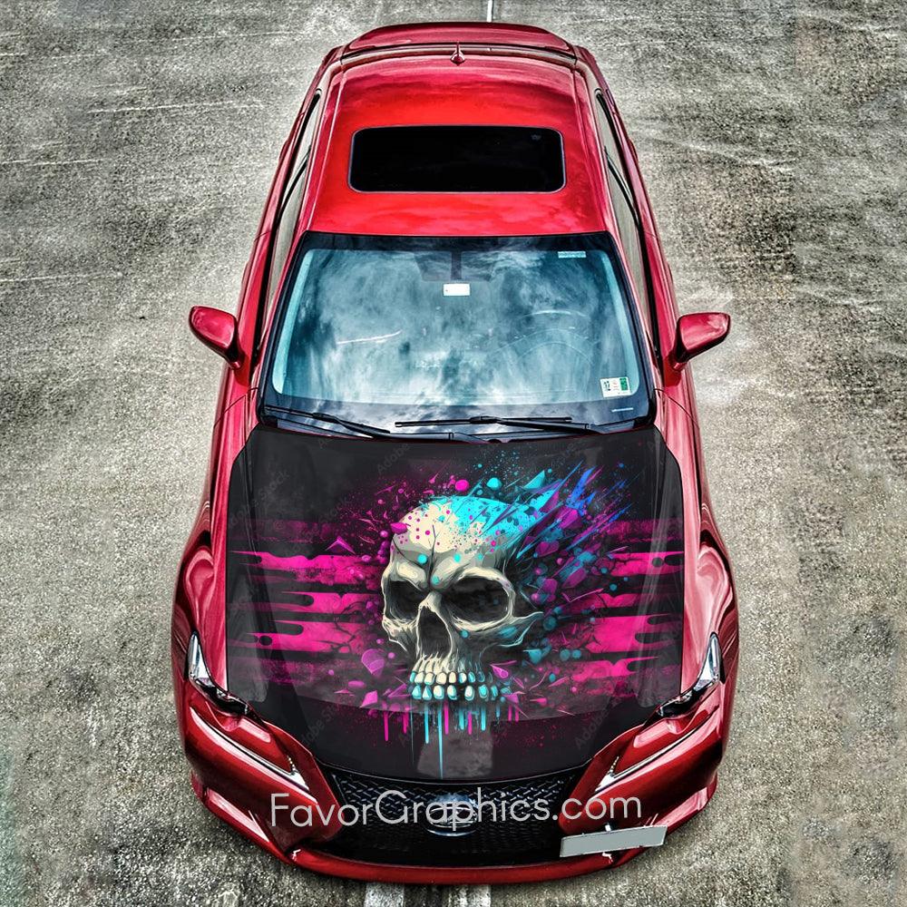 Skull Graffiti Itasha Car Vinyl Hood Wrap Decal Sticker