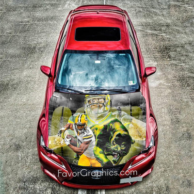 Green Bay Packers Itasha Car Vinyl Hood Wrap Decal Sticker
