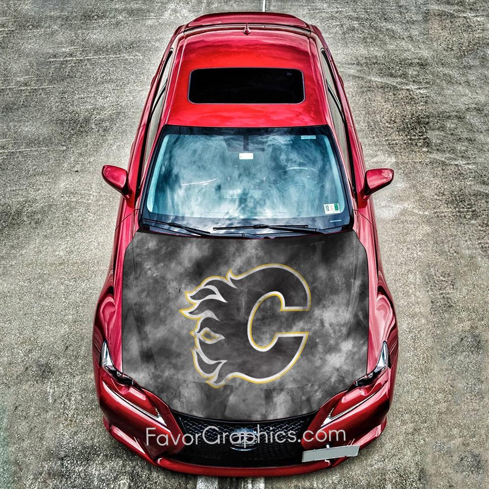 Calgary Flames Itasha Car Vinyl Hood Wrap Decal Sticker