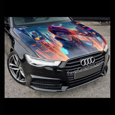 Cyberpunk Girl Itasha Car Vinyl Hood Wrap Decal Sticker