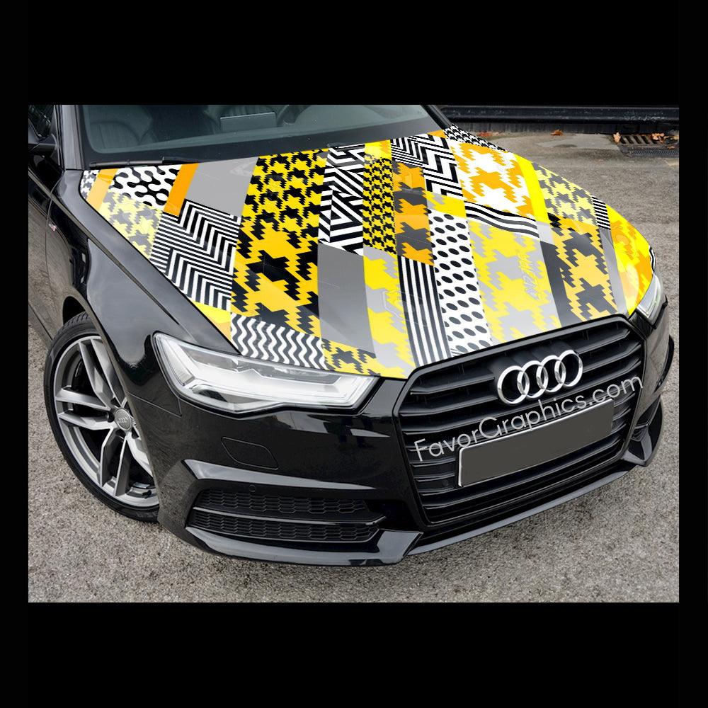 Seamless Geometric Pattern Itasha Car Vinyl Hood Wrap Decal Sticker