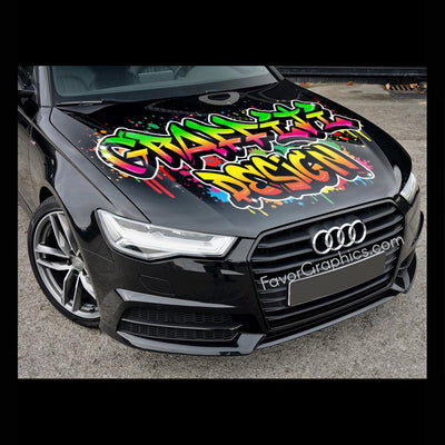 Graffiti Custom Any Name or Text Itasha Car Vinyl Hood Wrap Decal Sticker