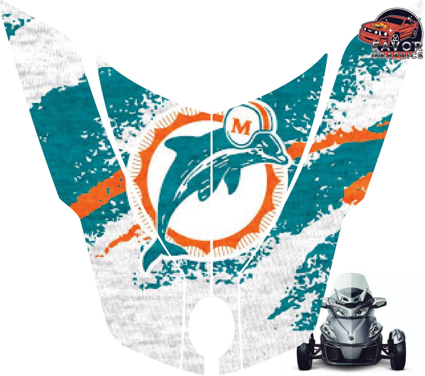 Miami Dolphins Hood Vinyl Wrap Decal Sticker For Can-am Spyder RT 2010-2019