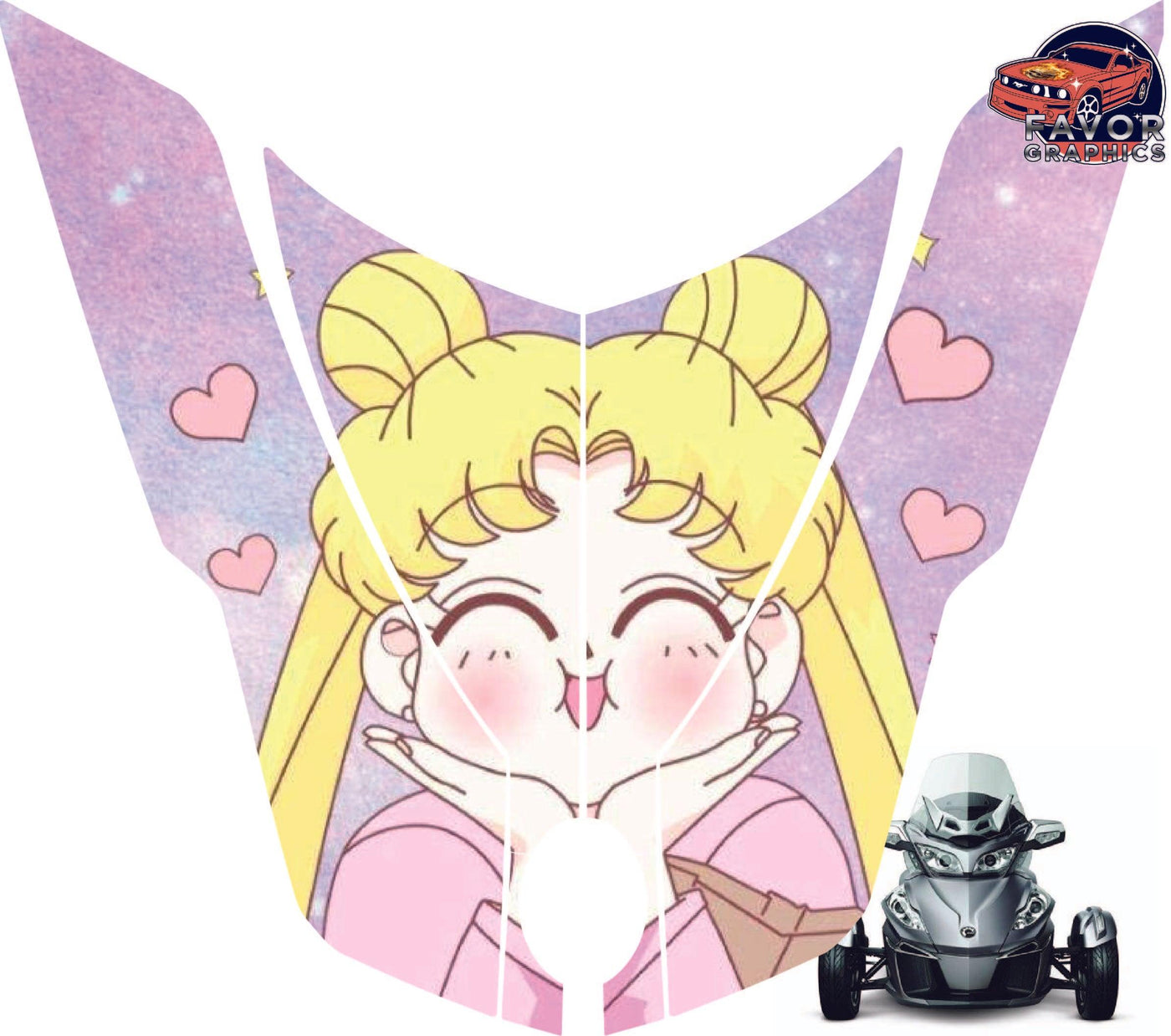 Sailor Moon Hood Vinyl Wrap Decal Sticker For Can-am Spyder RT 2010-2019