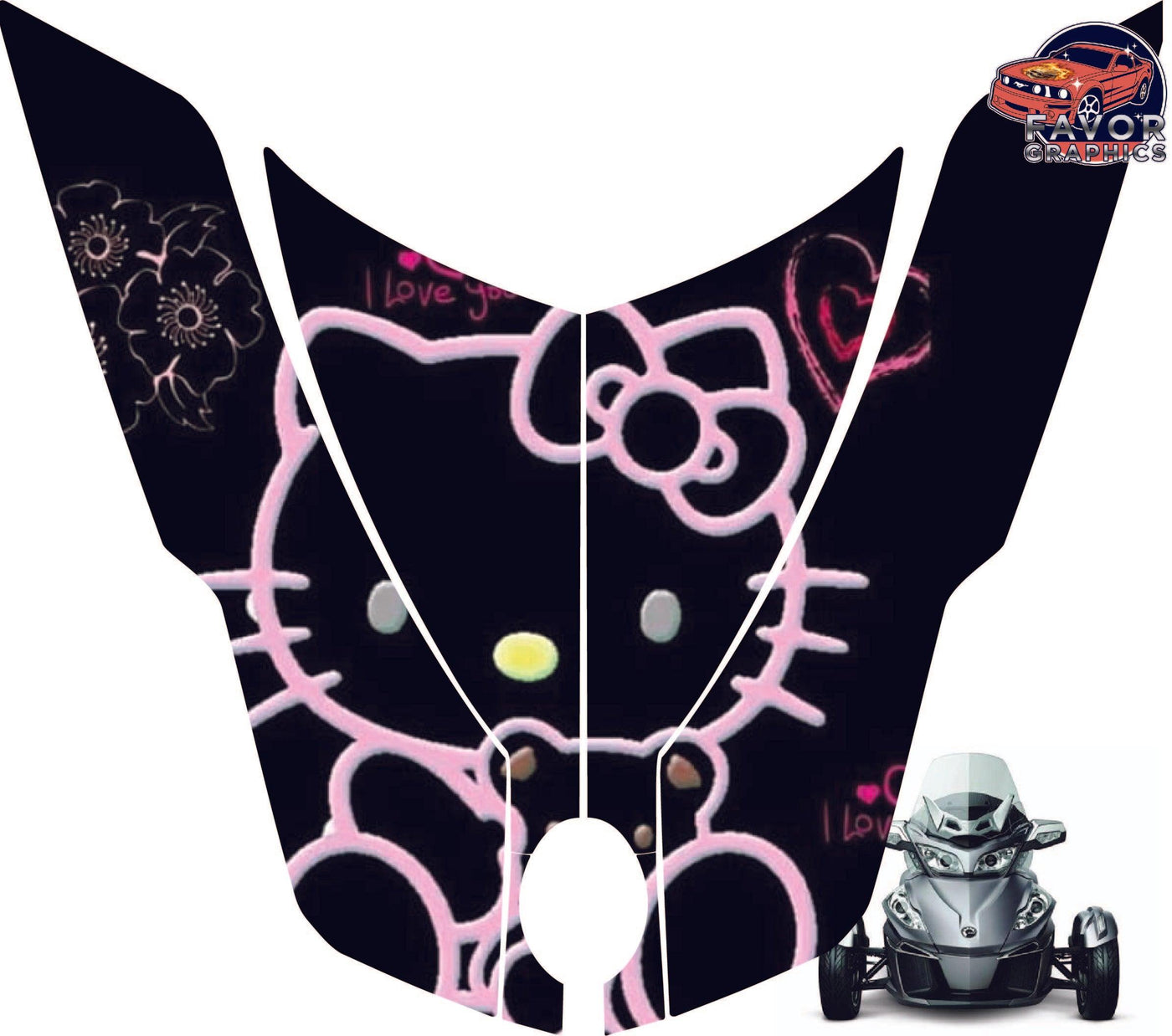 Hello Kitty Hood Vinyl Wrap Decal Sticker For Can-am Spyder RT 2010-2019