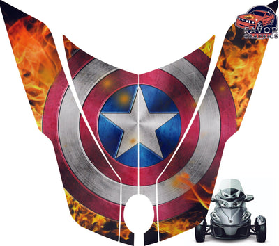 Captain America Hood Vinyl Wrap Decal Sticker For Can-am Spyder RT 2010-2019