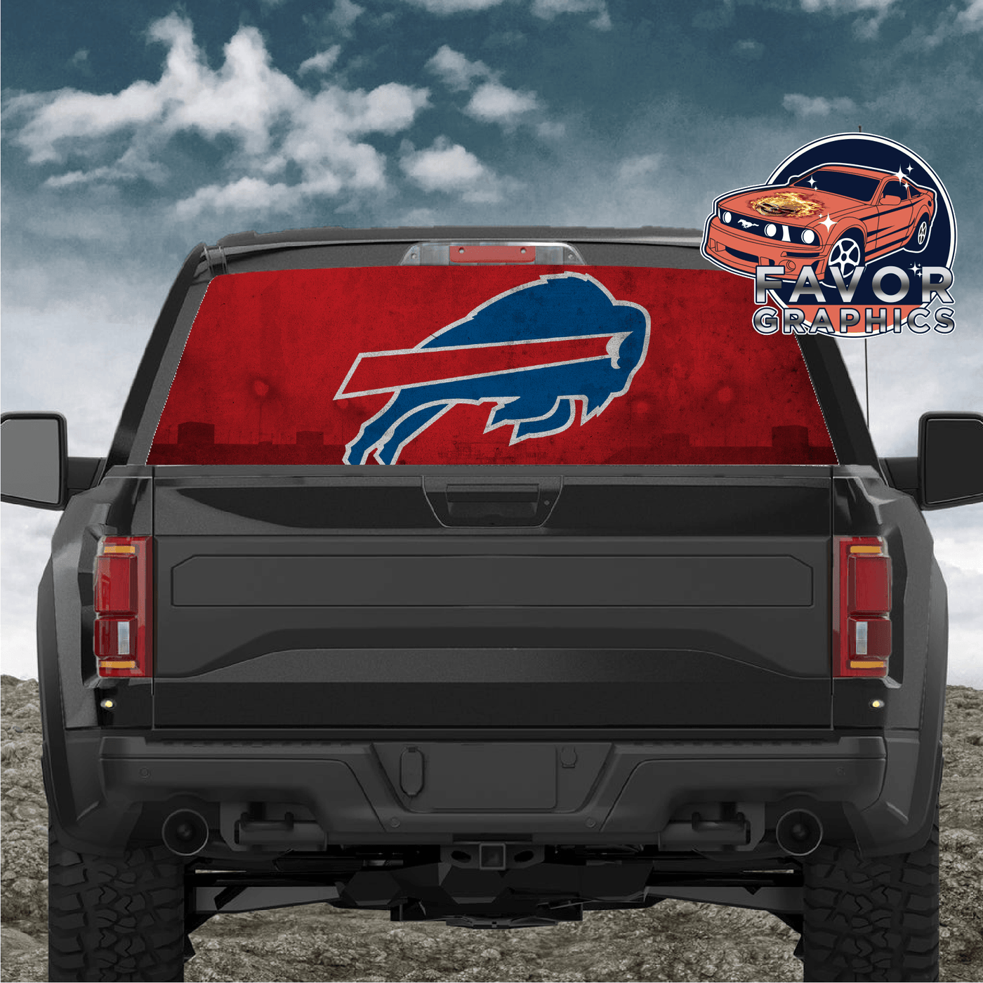 Buffalo Bills Rear Window Perforated Graphic Vinyl Decal Cars Trucks