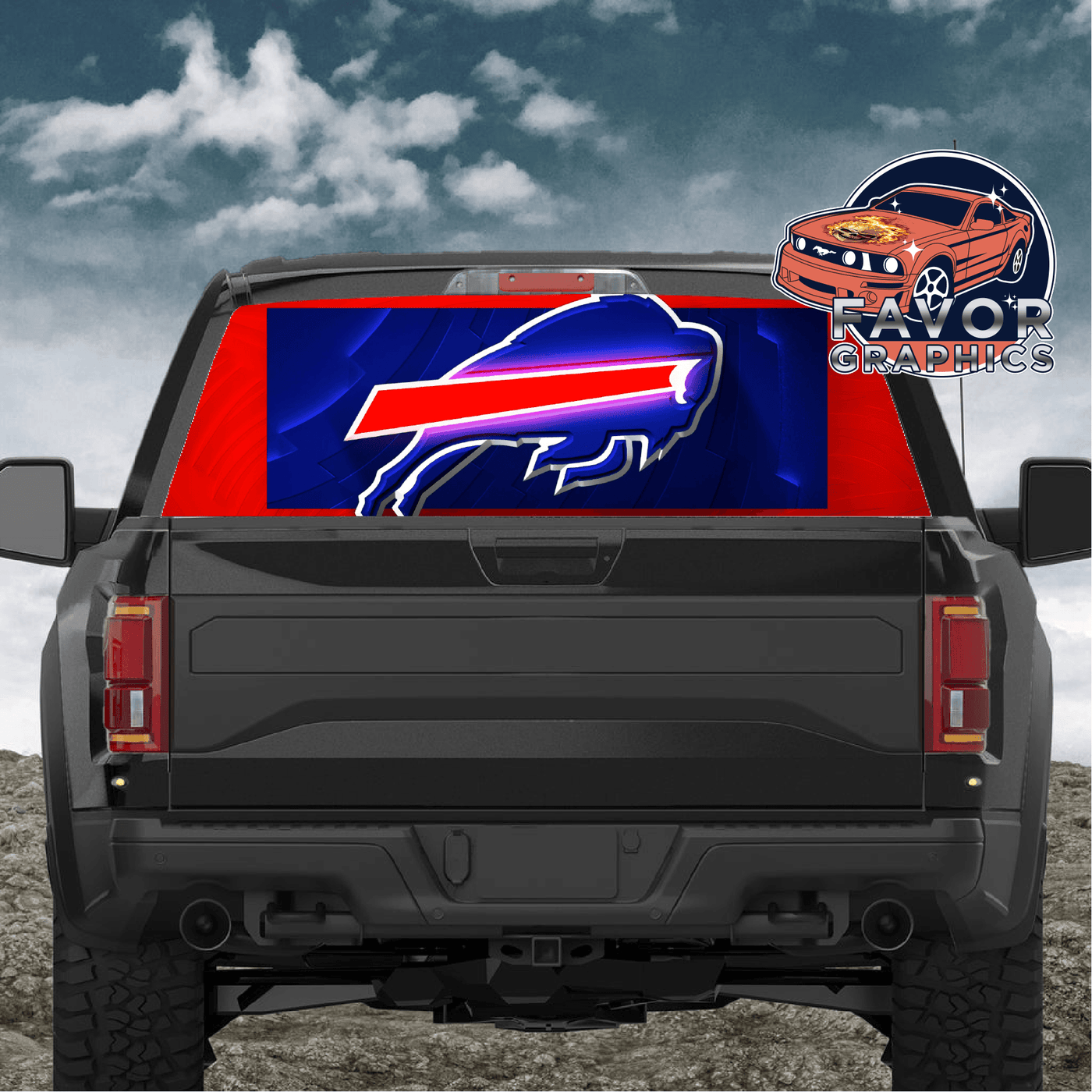 Buffalo Bills Rear Window Perforated Graphic Vinyl Decal Cars Trucks