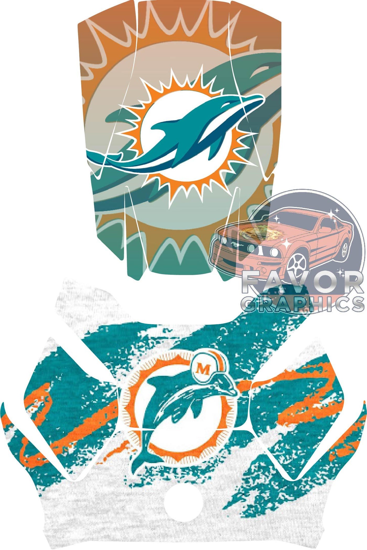Miami Dolphins Hood Deck and Frunk Vinyl Wrap for Can Am Ryker 600 900 2018-2023