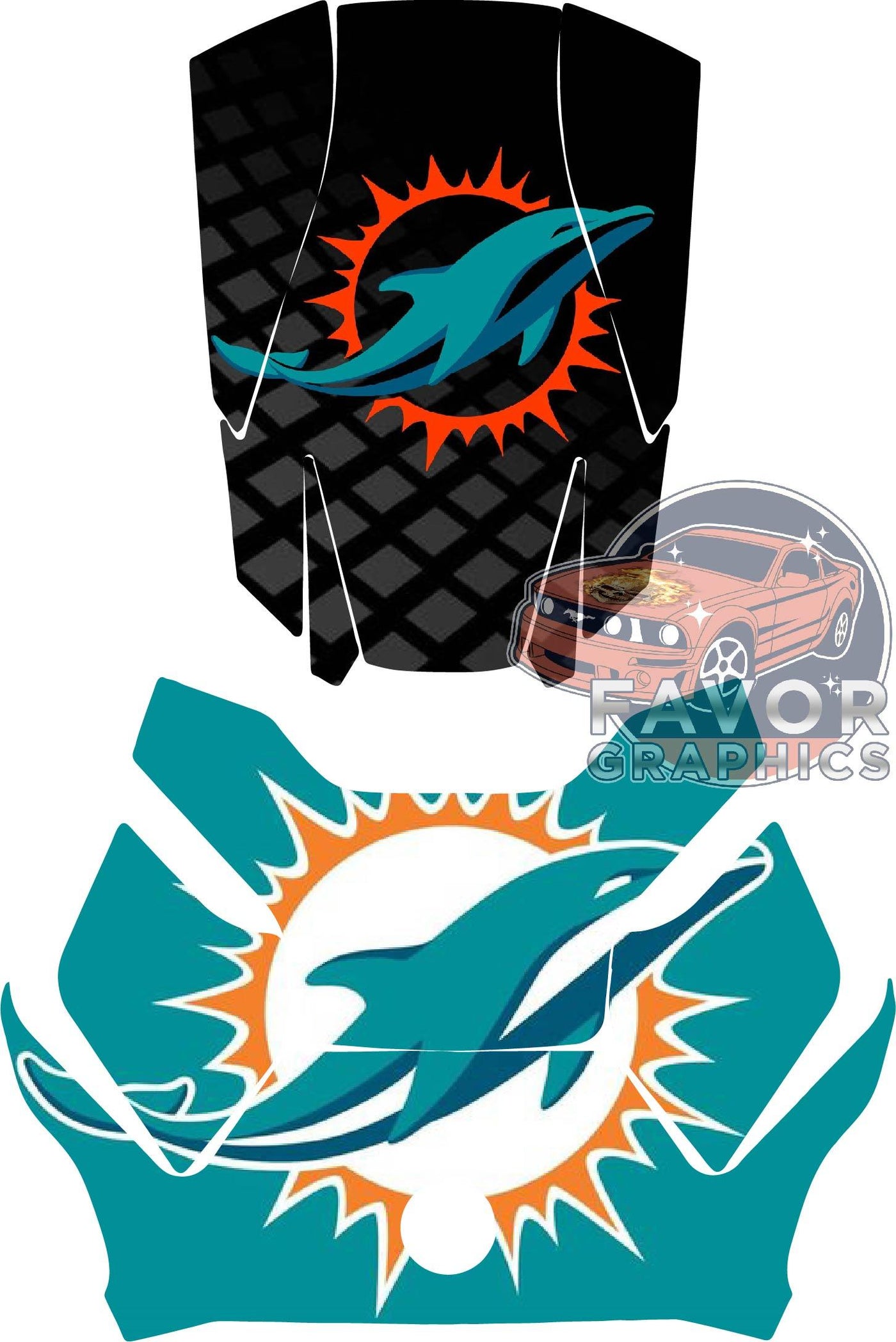 Miami Dolphins Hood Deck and Frunk Vinyl Wrap for Can Am Ryker 600 900 2018-2023