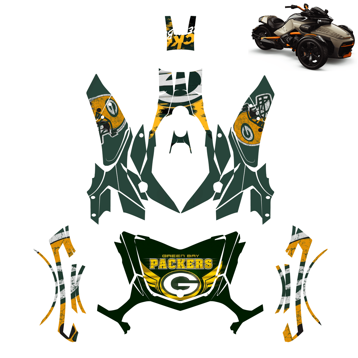 Green Bay Packers Vinyl Wrap Decal Sticker for Can Am Spyder F3 2015-2022