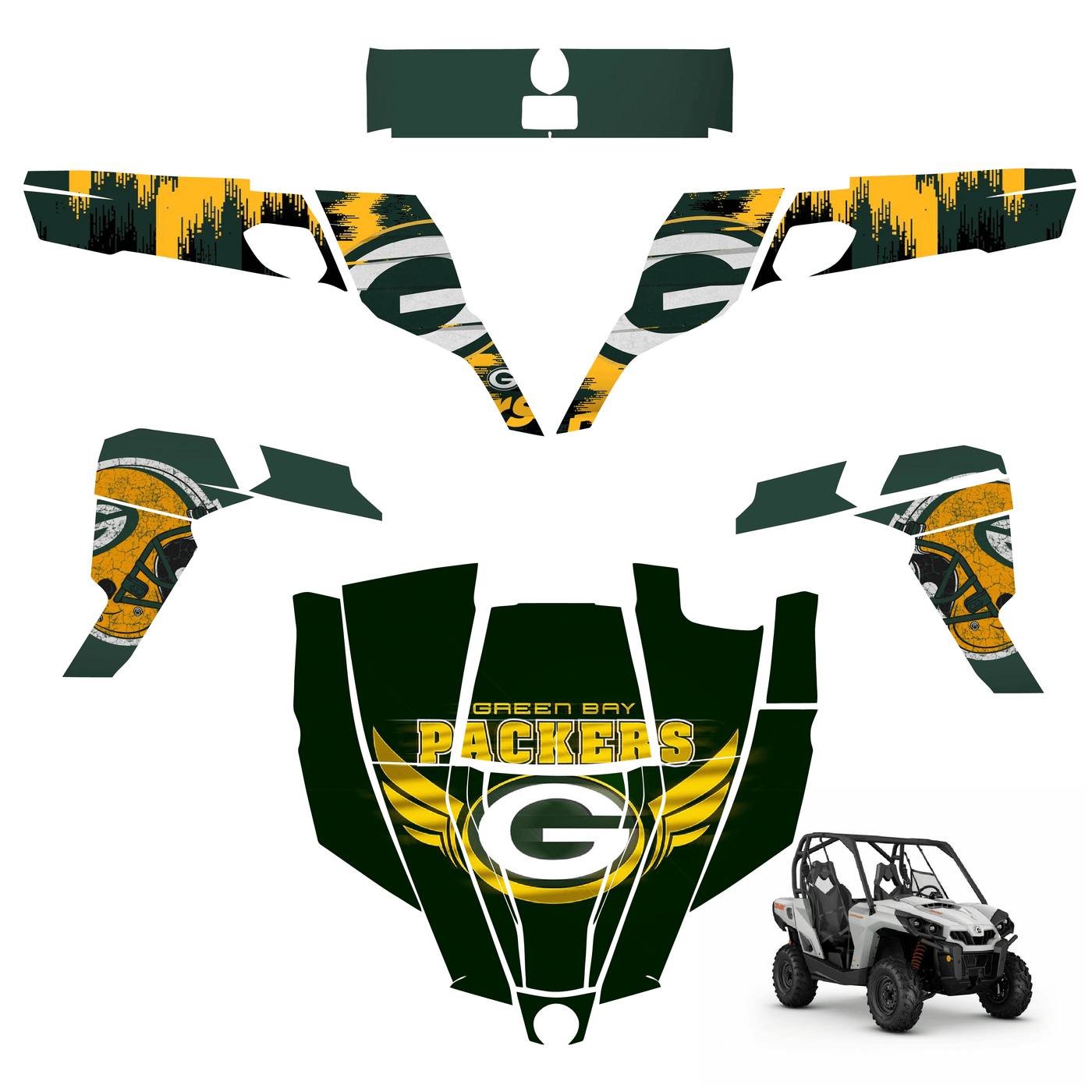 Green Bay Packers Vinyl Wrap Decal Sticker for Can-am Commander 1000