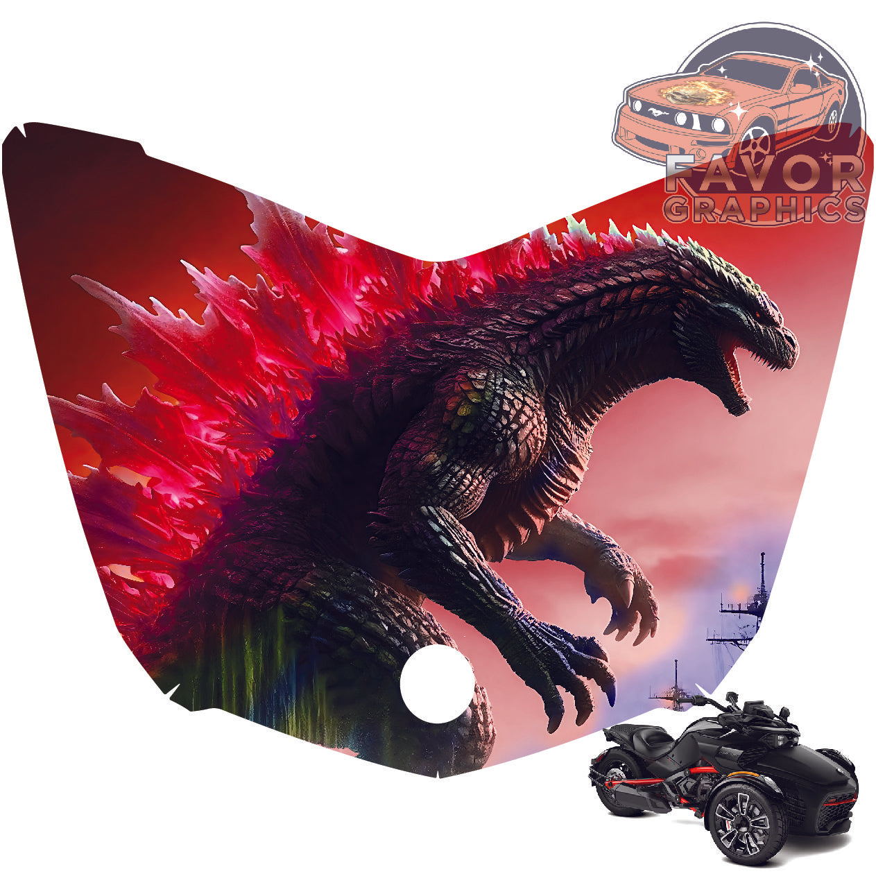 Godzilla Vinyl Hood Wrap Decal Sticker Can Am Spyder F3