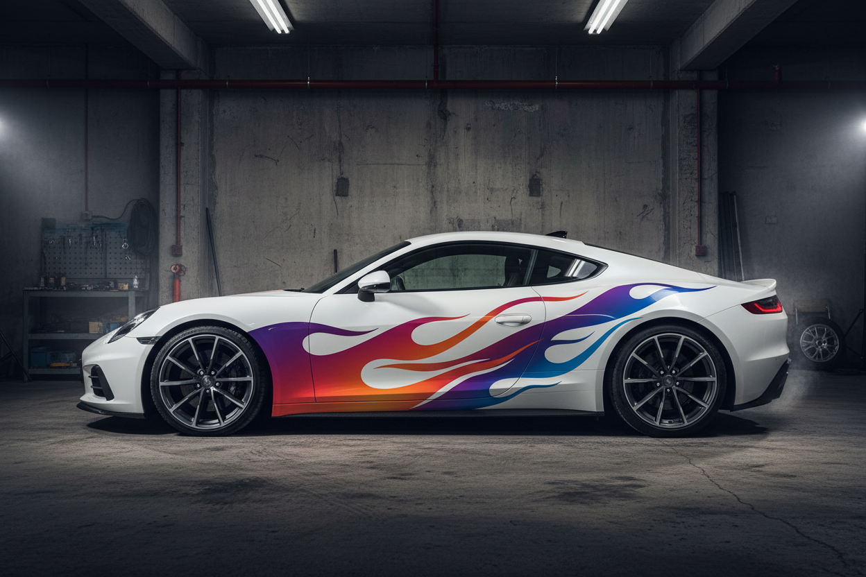 Fire Stripes Dual Side Car Wrap Kit - Left & Right Vinyl Graphics ...