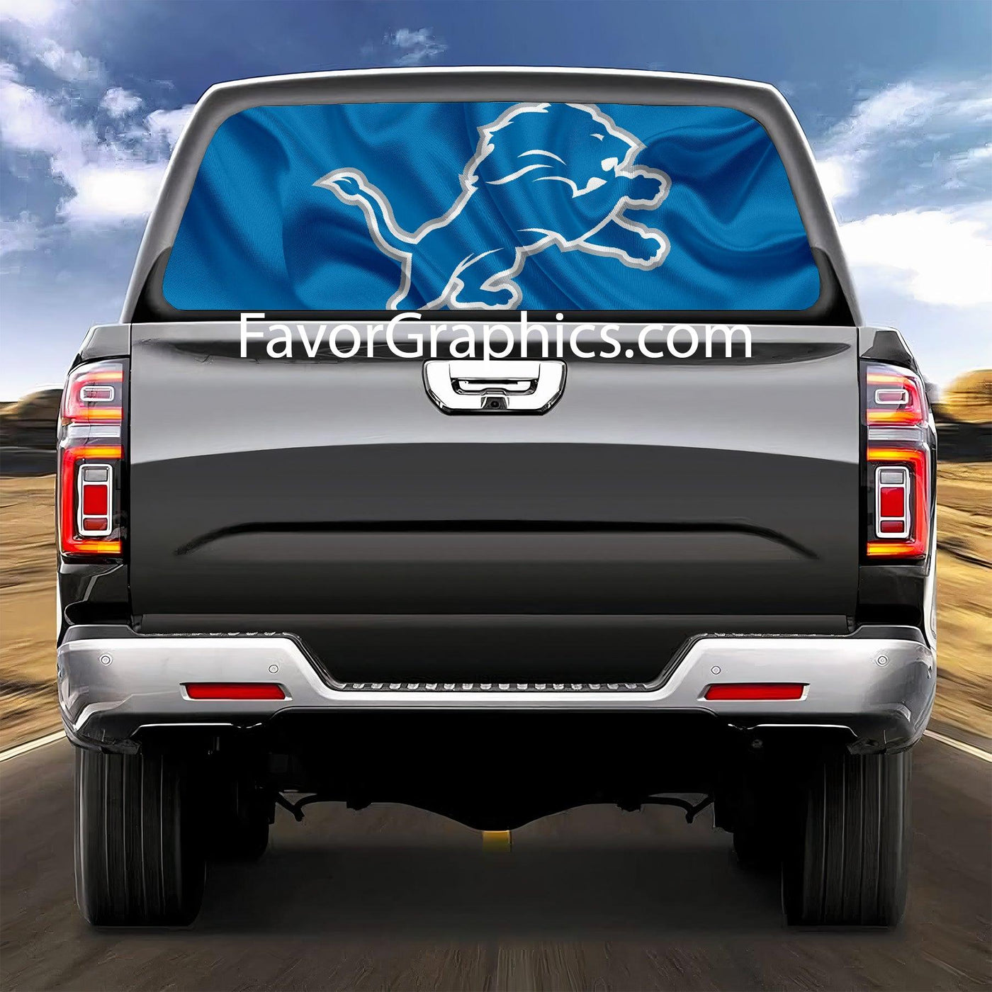 Detroit Lions Rear Window Perforated Graphic Vinyl Decal Car Truck UTV