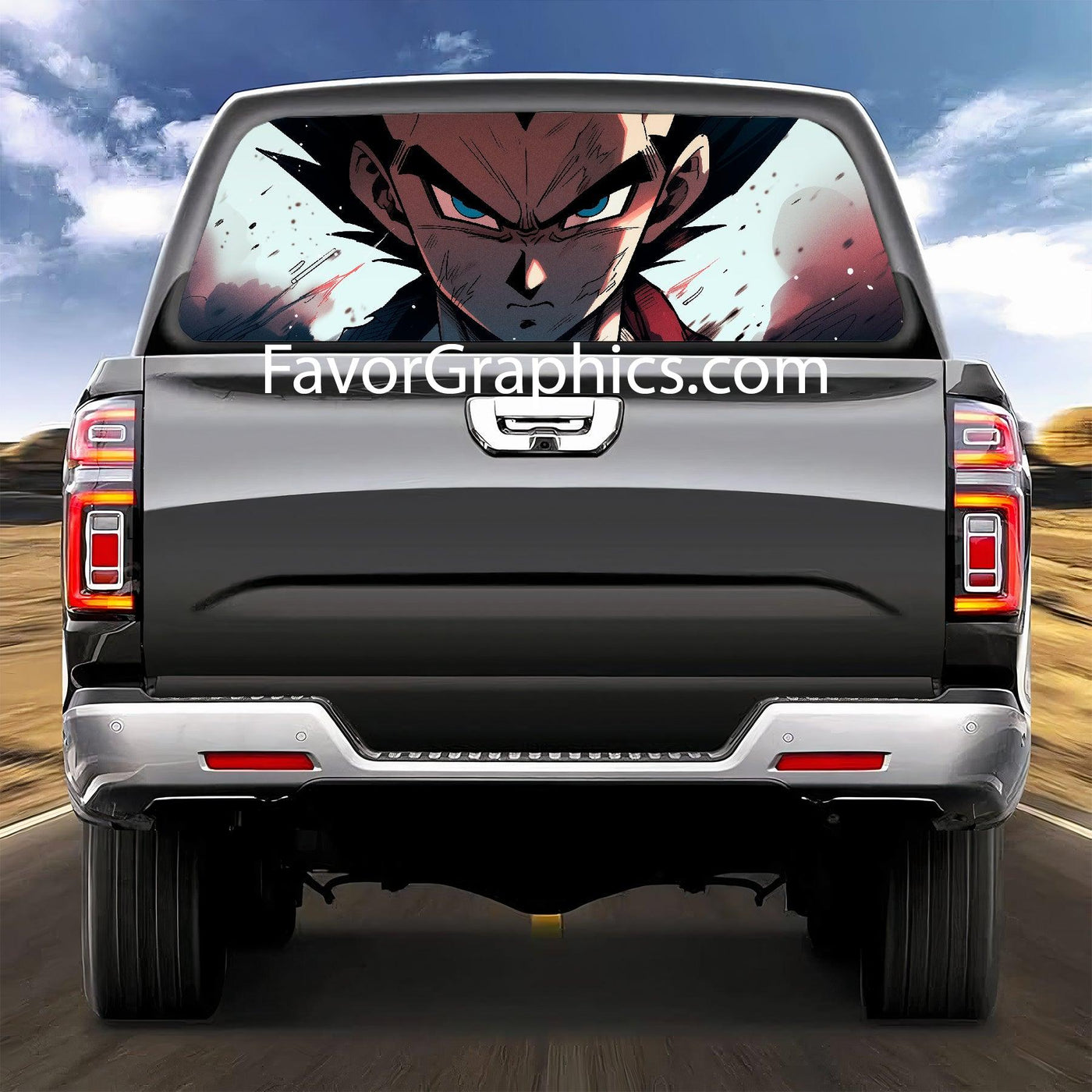 Vegeta Rear Window Perforated Graphic Vinyl Decal Cars Trucks