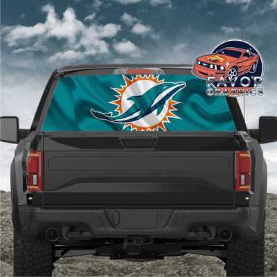 Miami Dolphins Rear Window Perforated Graphic Vinyl Decal Cars Trucks