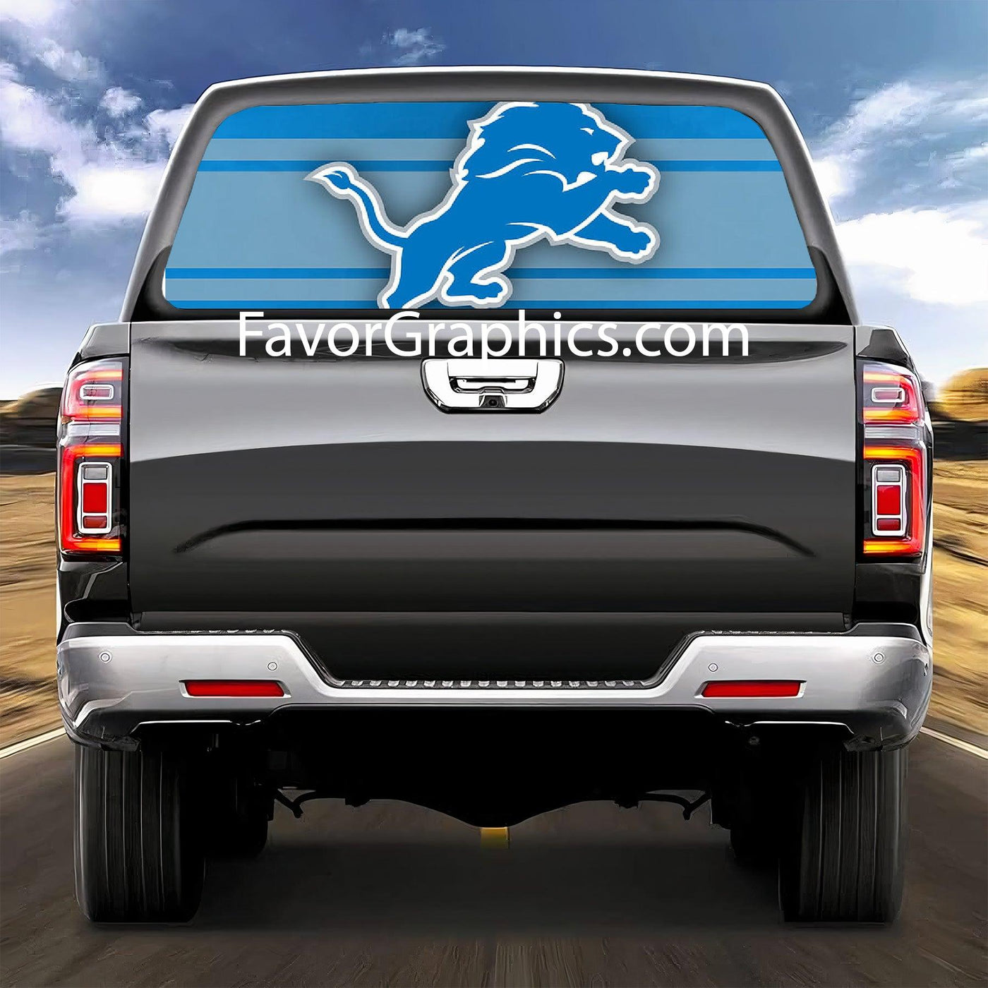 Detroit Lions Rear Window Perforated Graphic Vinyl Decal Cars Trucks