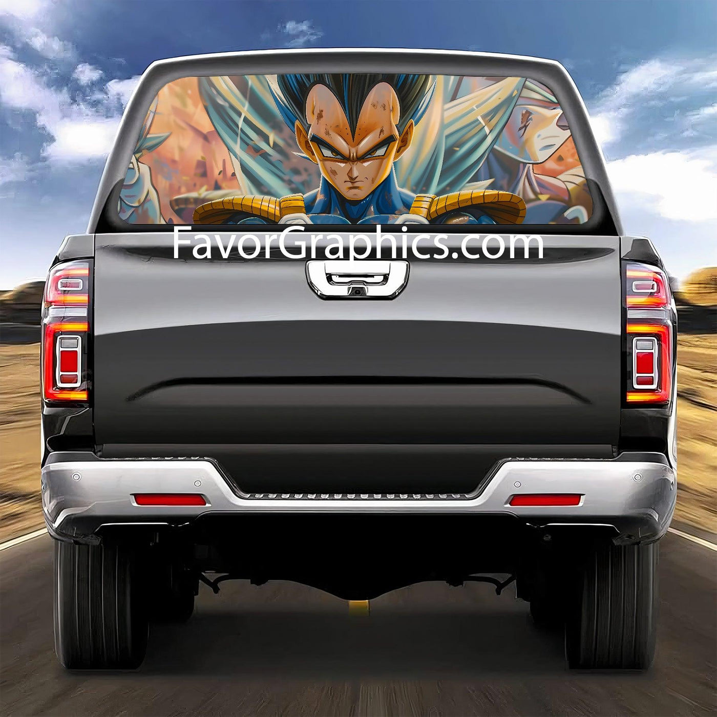 Vegeta Rear Window Perforated Graphic Vinyl Decal Cars Trucks