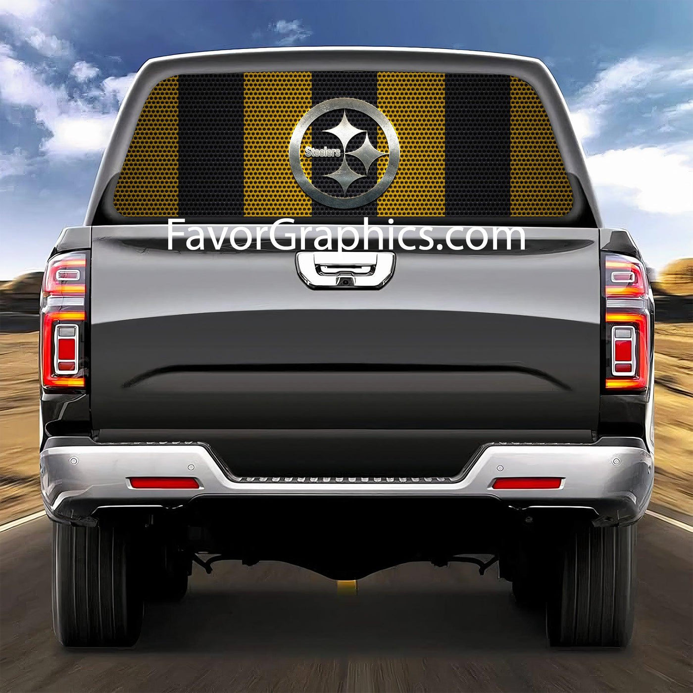 Pittsburgh Steelers Rear Window Perforated Graphic Vinyl Decal Car Truck UTV