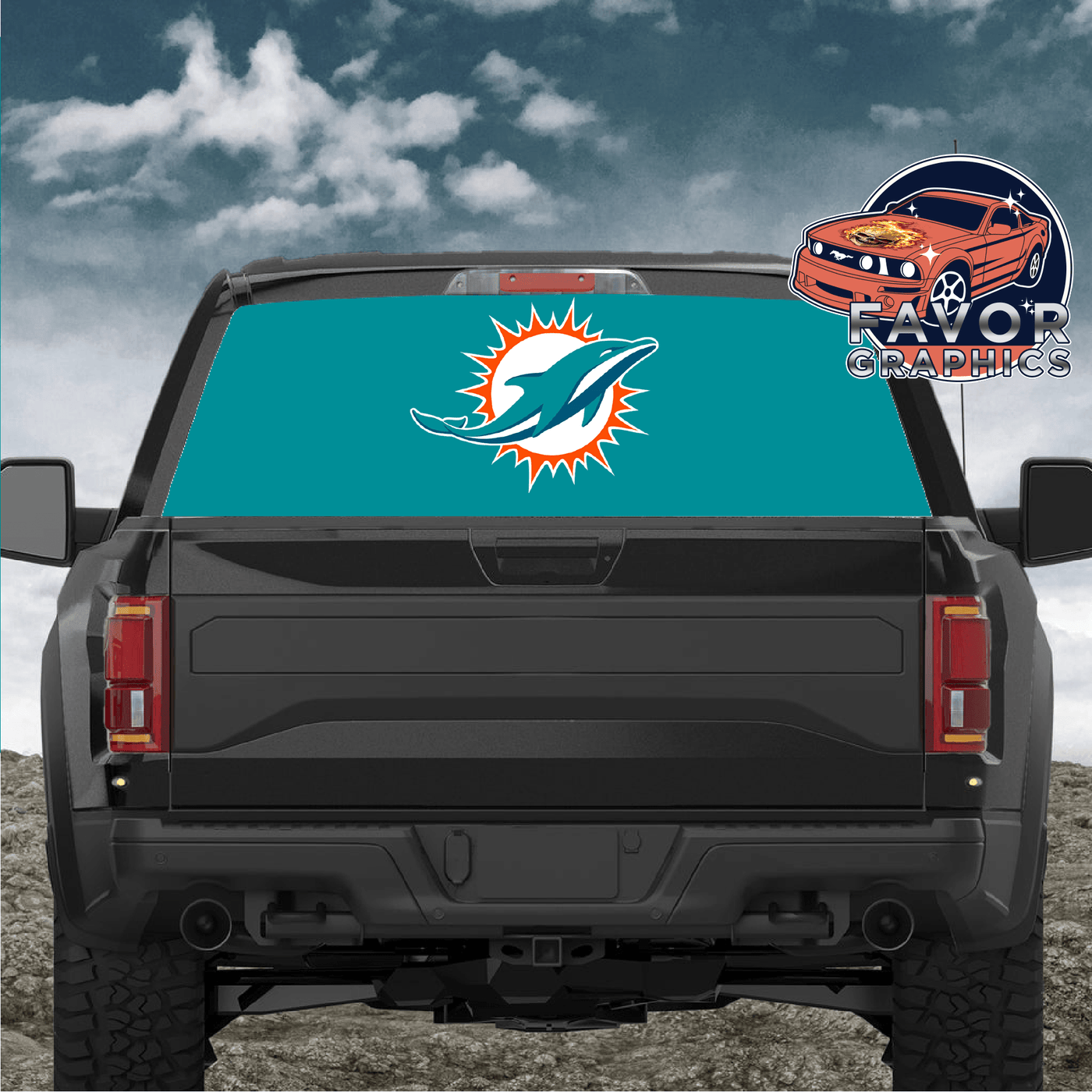 Miami Dolphins Rear Window Perforated Graphic Vinyl Decal Cars Trucks