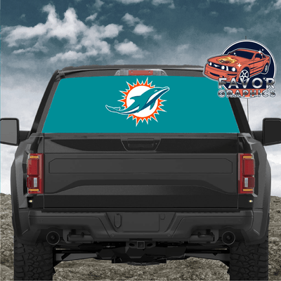 Miami Dolphins Rear Window Perforated Graphic Vinyl Decal Cars Trucks