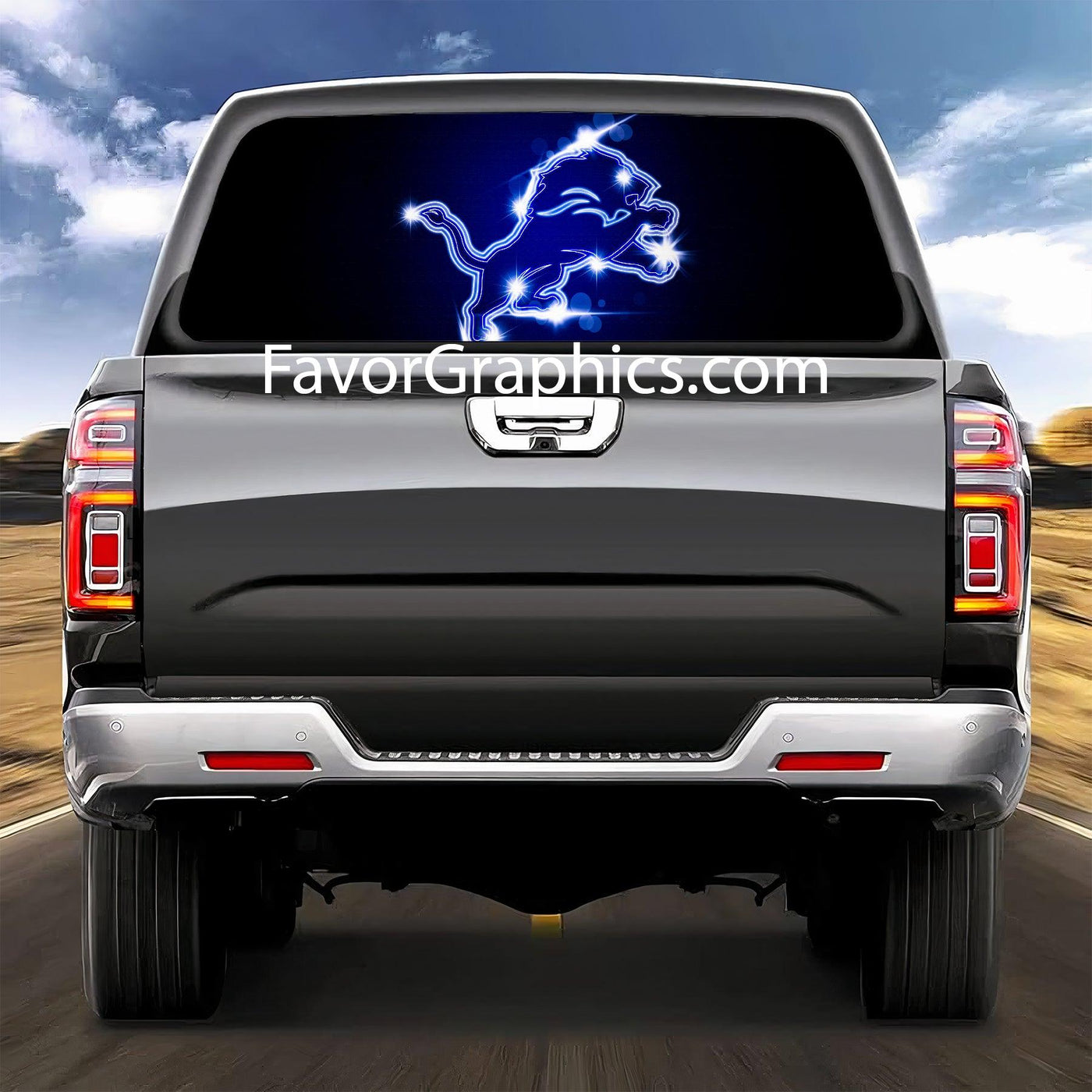 Detroit Lions Rear Window Perforated Graphic Vinyl Decal Cars Trucks