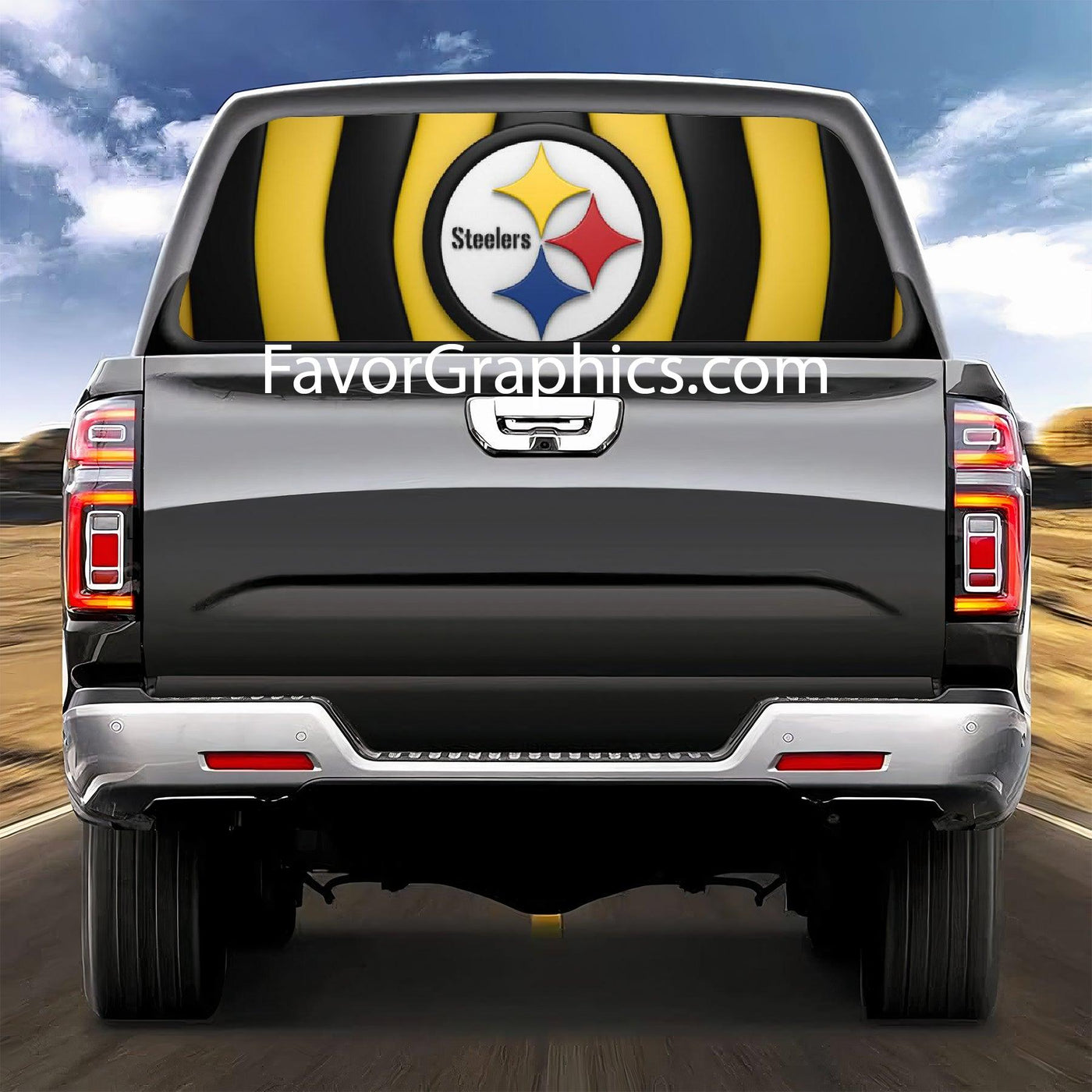 Pittsburgh Steelers Rear Window Perforated Graphic Vinyl Decal Car Truck UTV