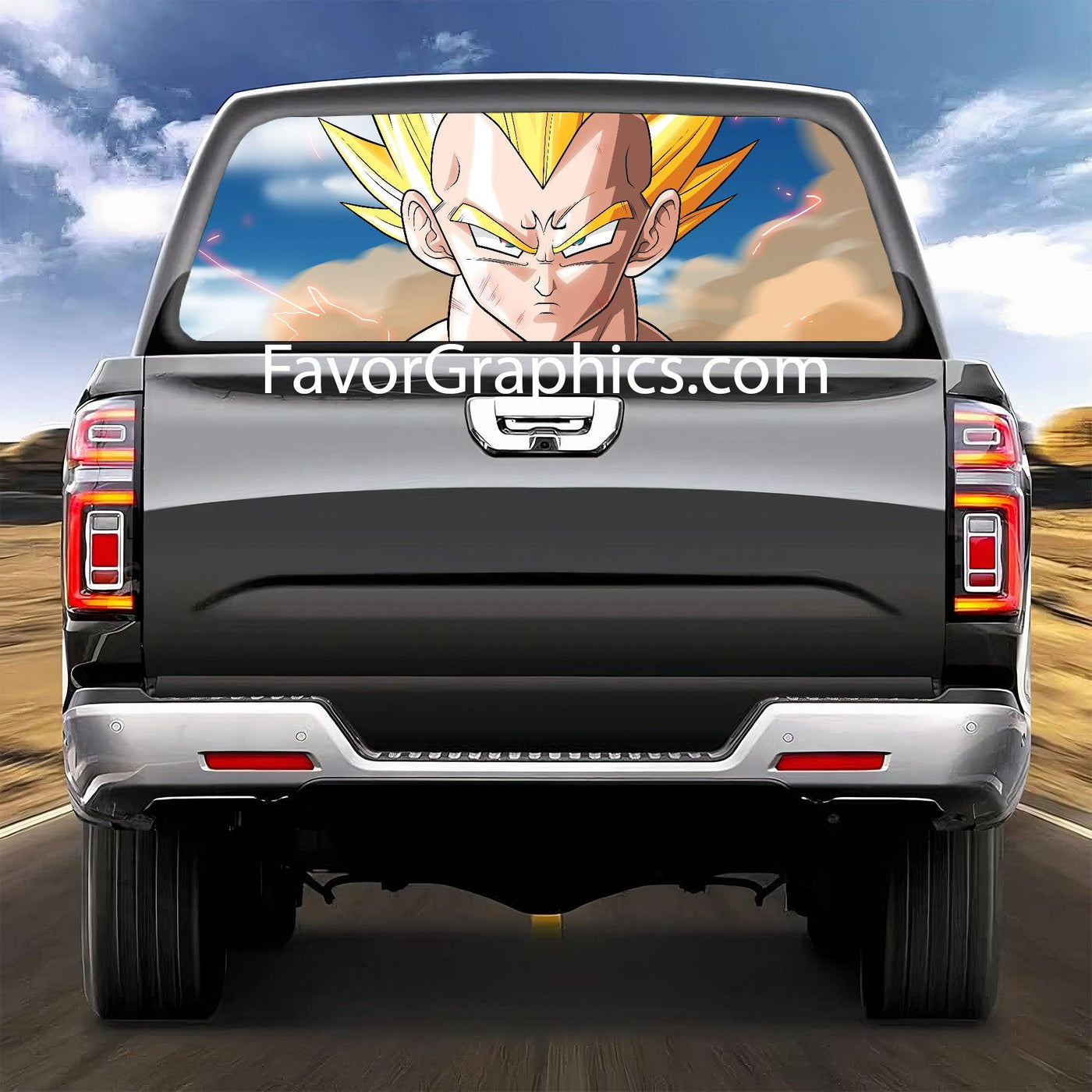 Vegeta Rear Window Perforated Graphic Vinyl Decal Car Truck UTV