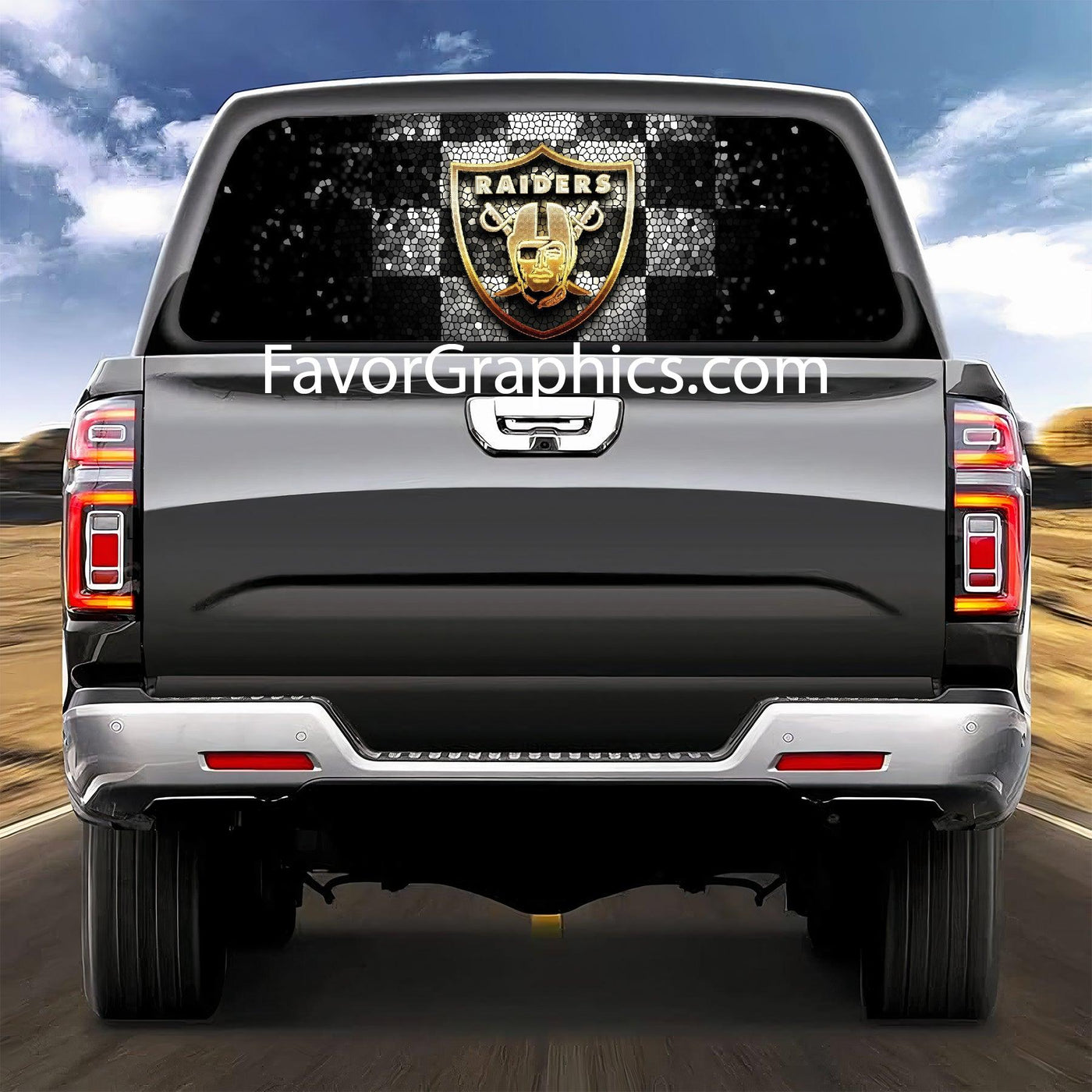 Las Vegas Raiders Rear Window Perforated Graphic Vinyl Decal Cars Trucks