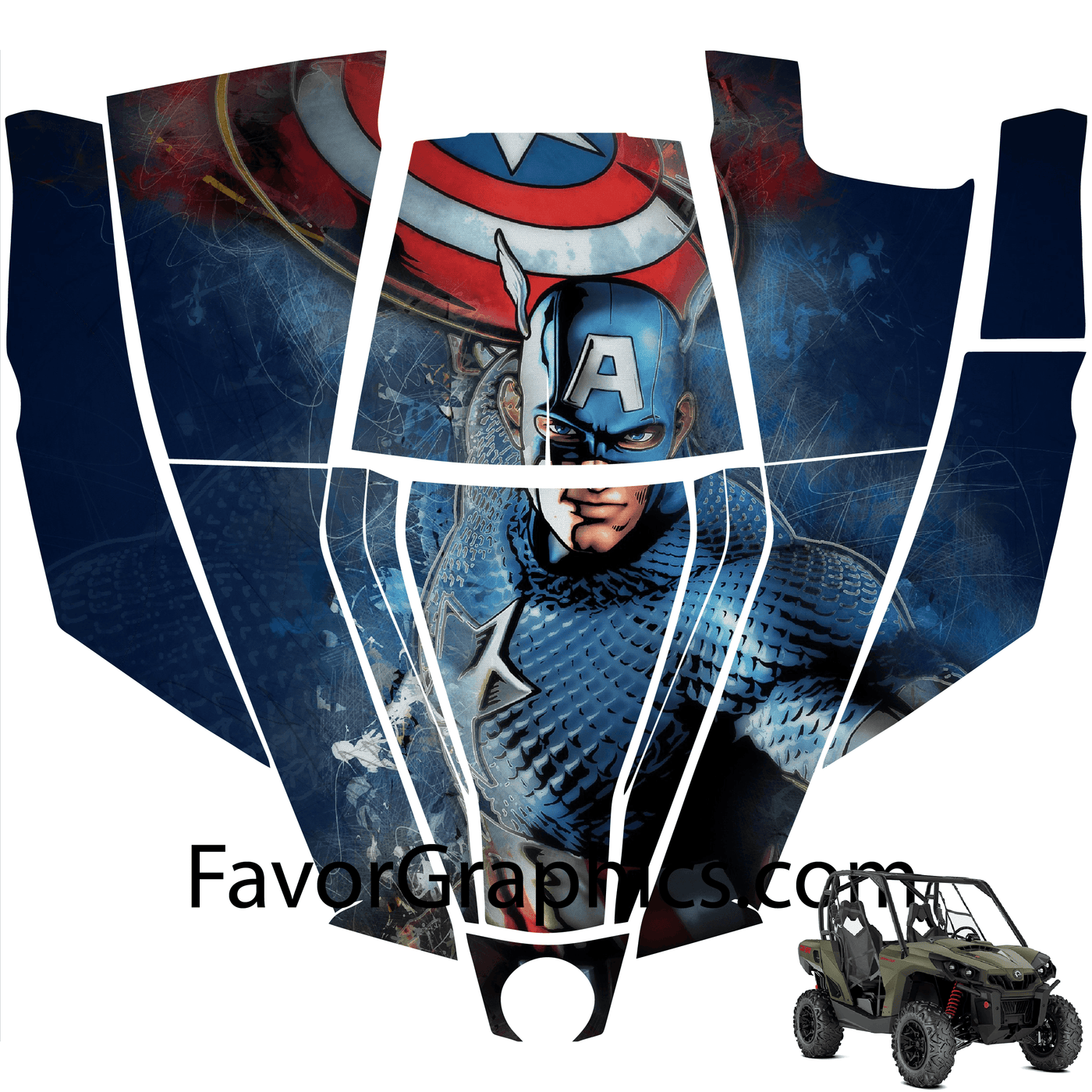Captain America Vinyl Hood Wrap Decal Sticker Can Am Commander