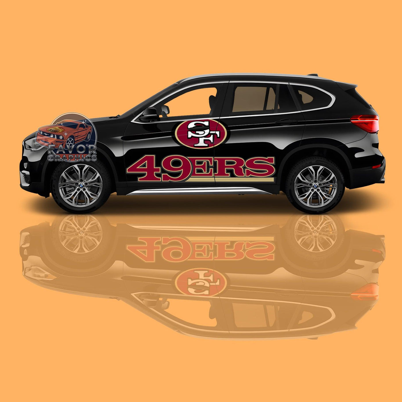 San Francisco 49ers Itasha Car Side Door Decal - Vinyl Sticker