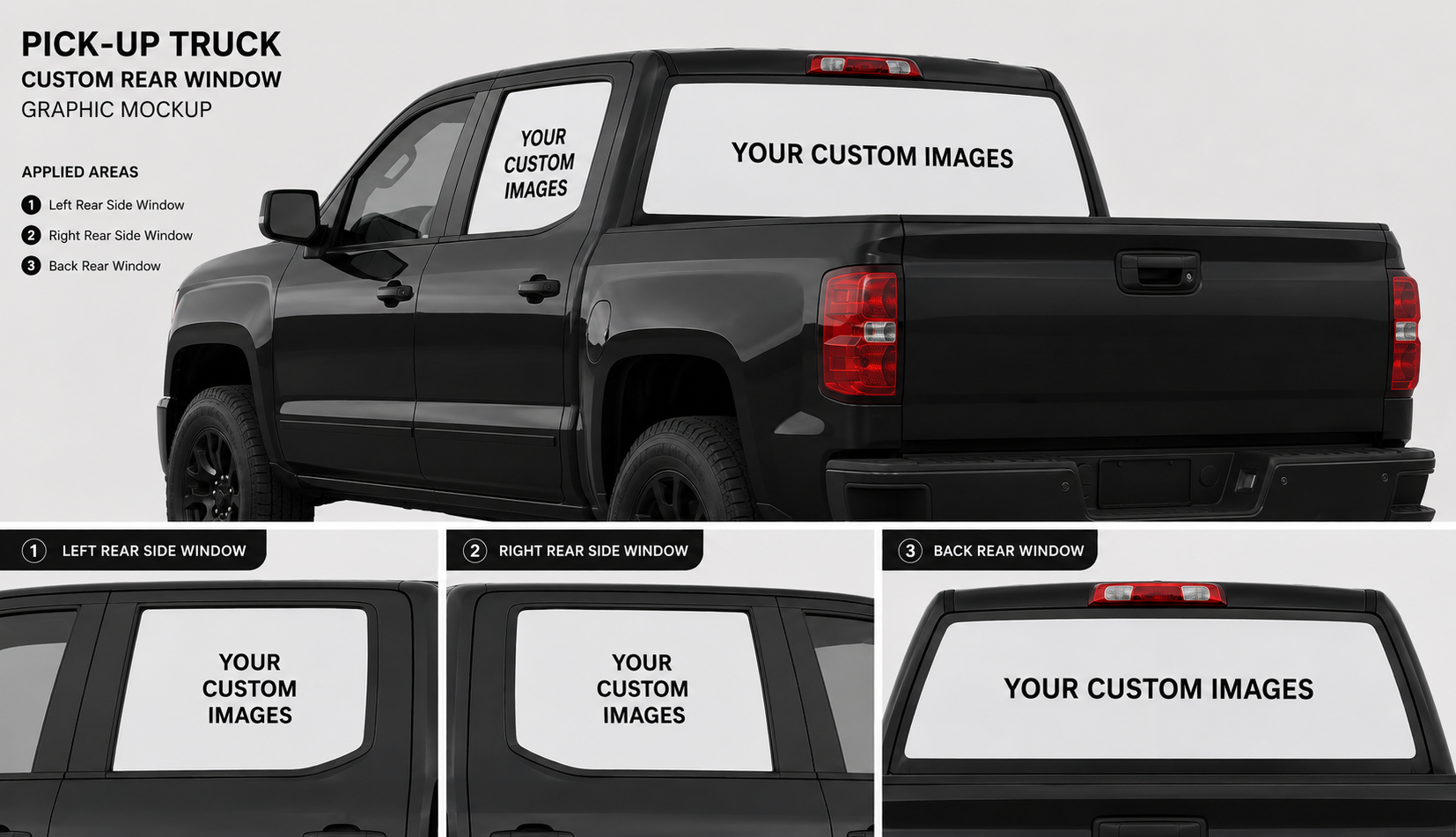 Custom 3-Window Perforated Vinyl Wrap Set for SUV & Pickup Trucks ...