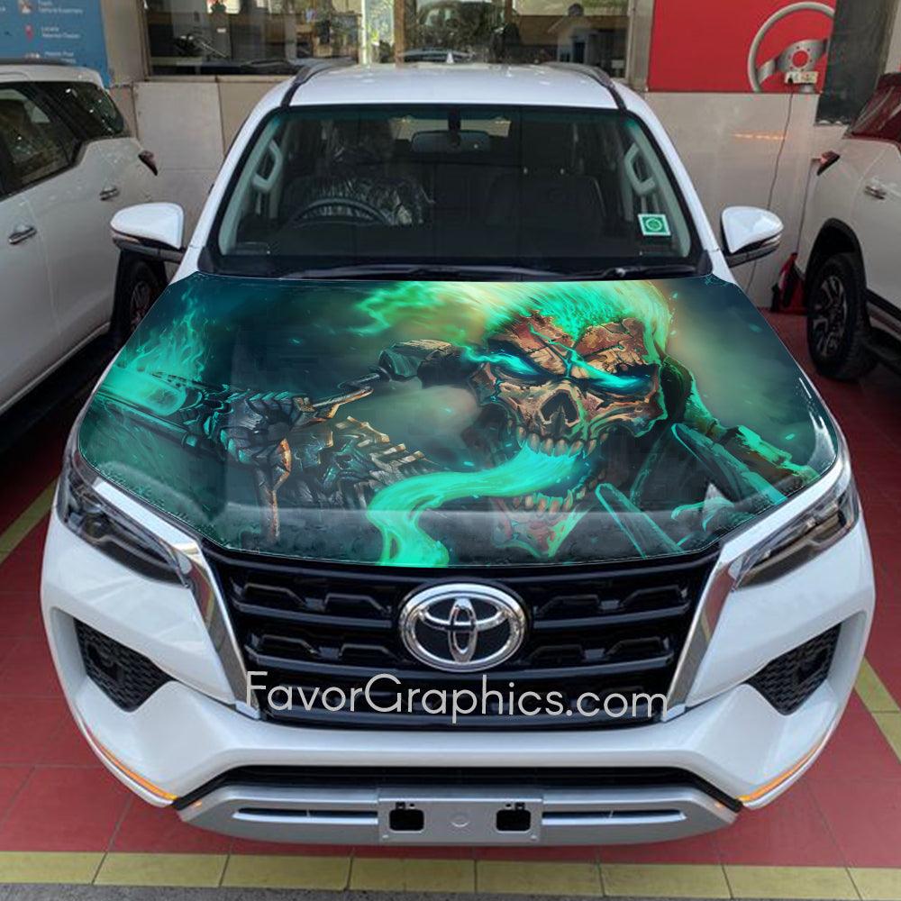Ghost Rider Skull Itasha Car Hood Wrap Vinyl Decal High Quality Graphic