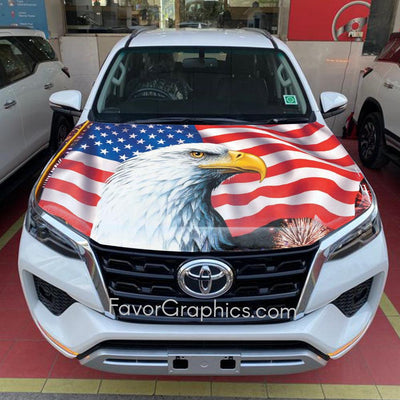 American Flag Bald Eagle Car Hood Wrap Vinyl Decal High Quality Graphic