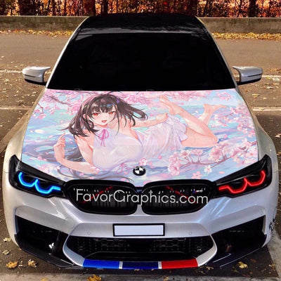 Sexy Anime Girl Itasha Car Hood Wrap Vinyl Decal