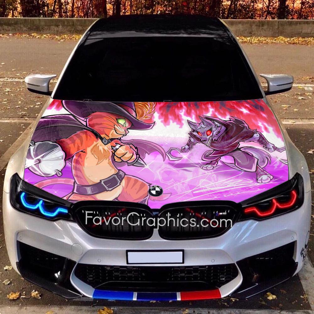 Puss vs Death Itasha Car Vinyl Hood Wrap Decal Sticker