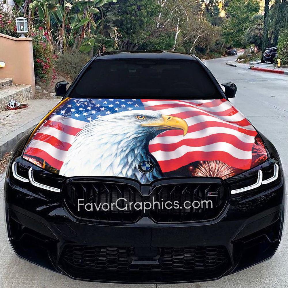 American Flag Constitution Eagle Vinyl Hood Wrap store Bonnet Decal Sticker Graphic Universal Fit