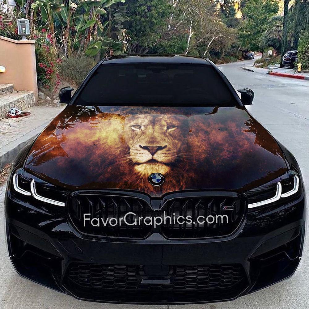 Lion Strike Car Hood Wrap Full Color Vinyl Sticker Decal Fit Any Auto Car