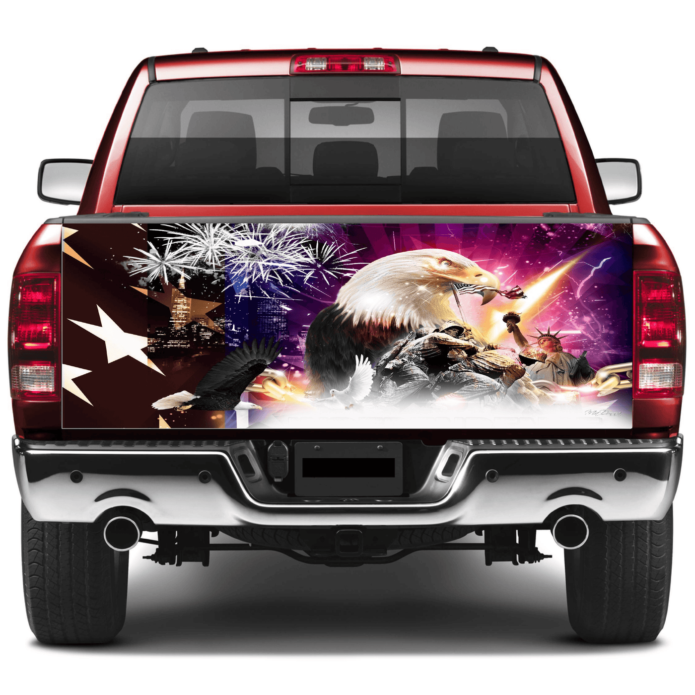 Tailgate Wraps For Trucks Wrap Vinyl Car Decals 4th, America, day, eagle, fireworks SUV Car Sticker