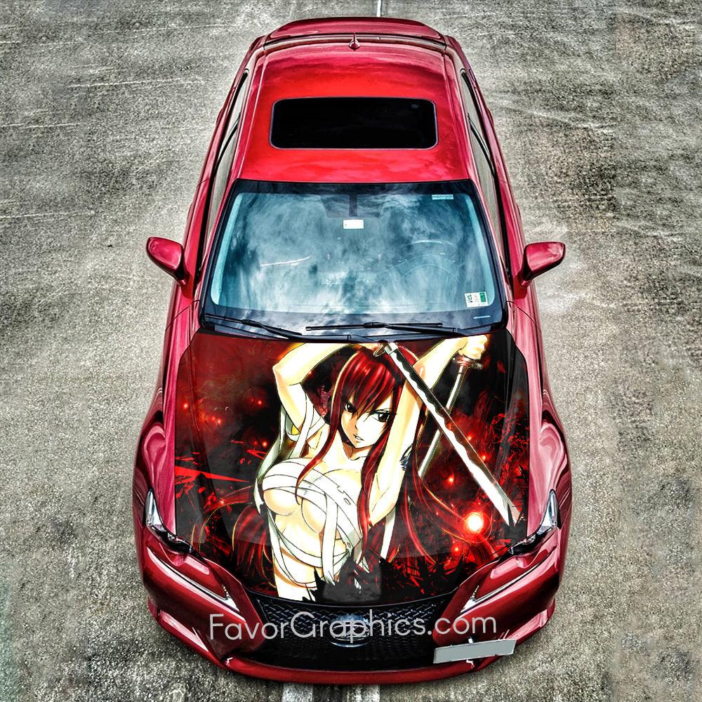 Erza Scarlet Fairy Tail Itasha Car Vinyl Hood Wrap Decal Sticker