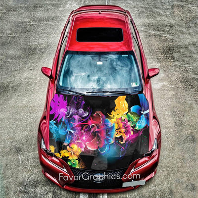 Sparkly Digital Flower Car Vinyl Hood Wrap Decal Sticker