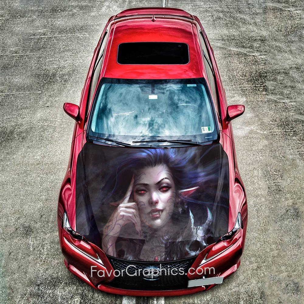 Vampire Elf Girl Fantasy Itasha Car Vinyl Hood Wrap Decal Sticker